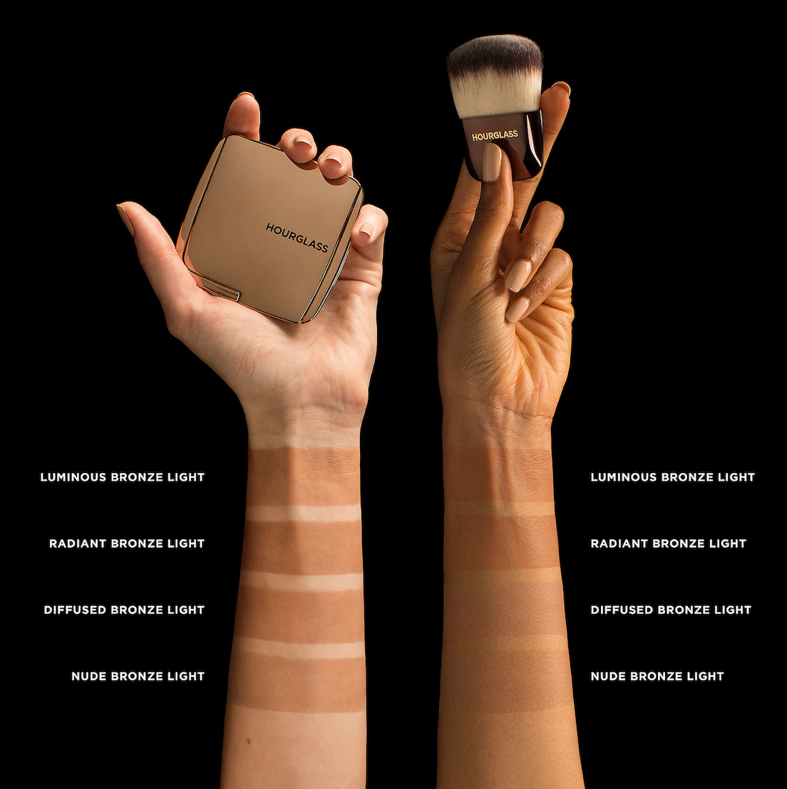 Hourglass Ambient® Lighting Bronzer | Luminous Bronze Light - a medium bronze shade fused with Luminous Light for a softer, candlelit warmth