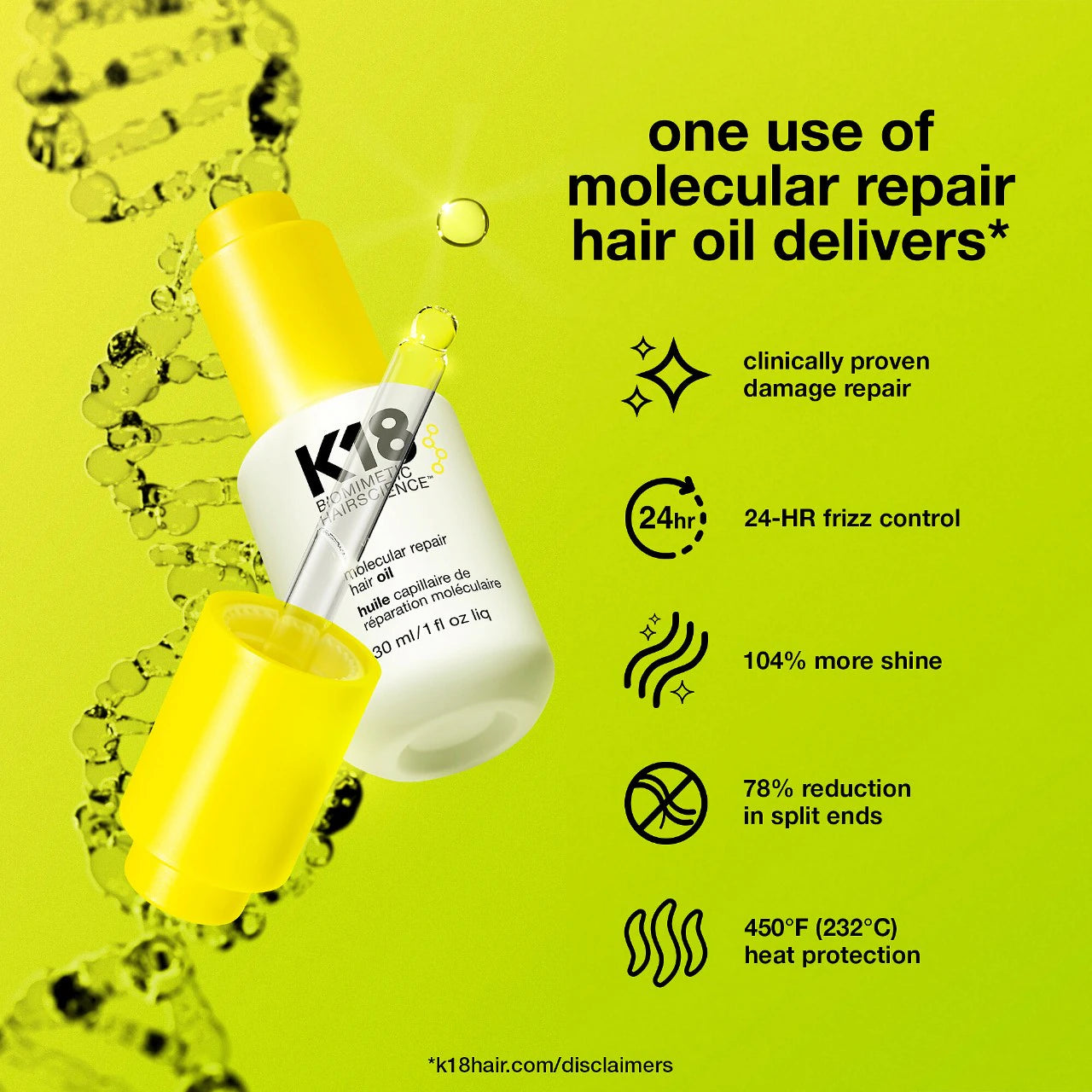 K18 Biomimetic Hairscience Molecular Repair Hair Oil - 30mL