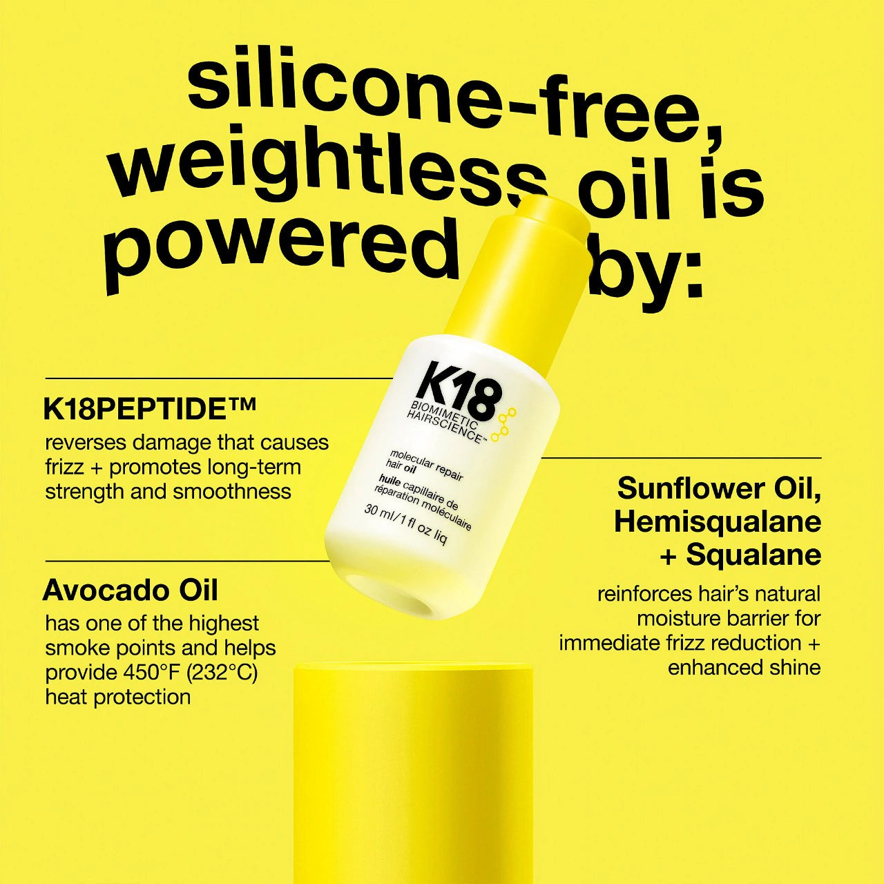K18 Biomimetic Hairscience Molecular Repair Hair Oil - 30mL
