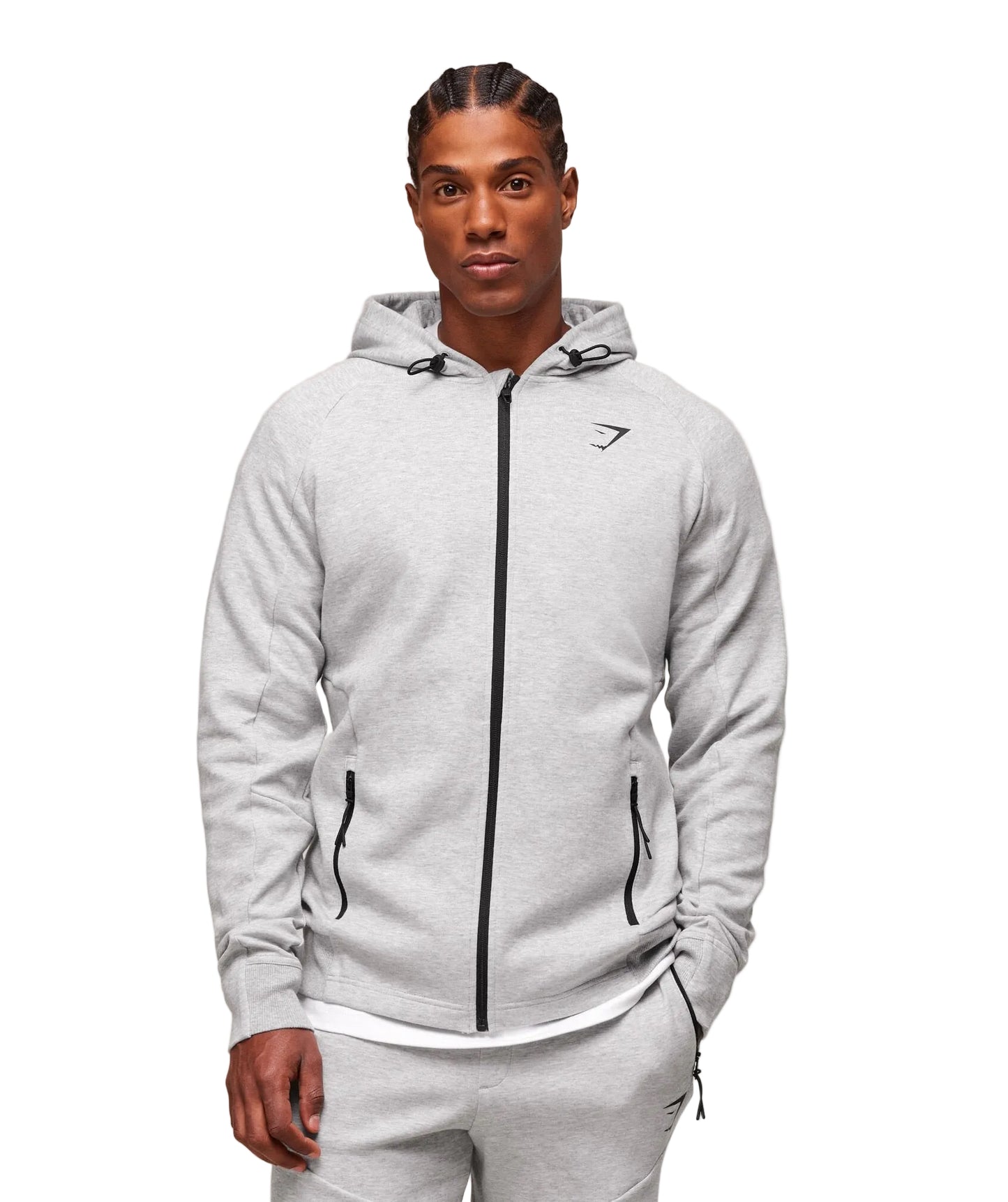 Interlock Tech Zip Up Hoodie - Light Grey Core Marl