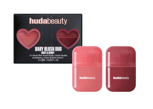 Huda Beauty - Baby Blush Duo Set | Strawberry Cream and Black Cherry - dusty rose / burnt berry