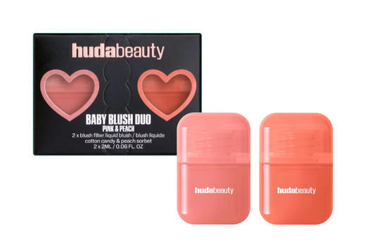 Huda Beauty - Baby Blush Duo Set | Cotton Candy and Peach Sorbet - baby pink / peachy tangerine