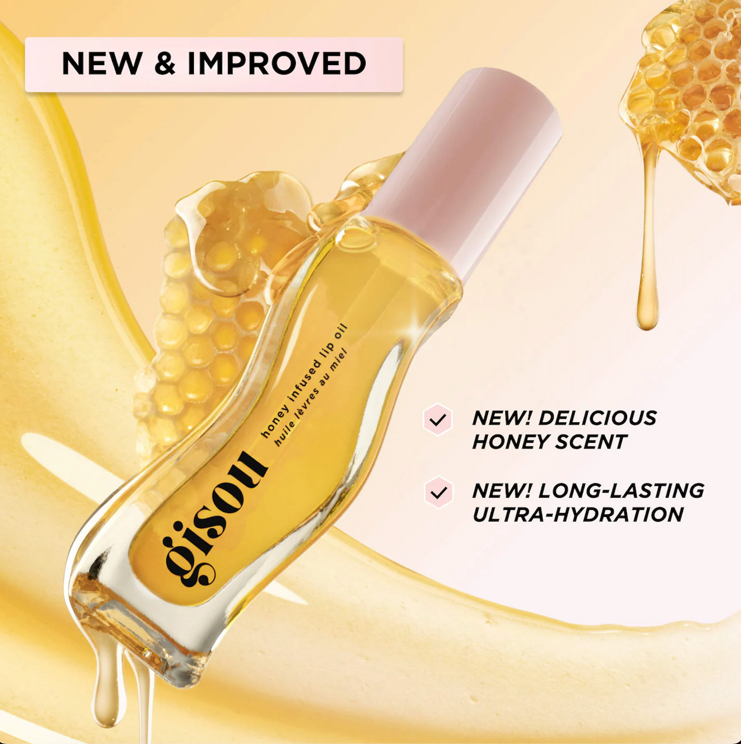 Gisou - Honey Infused Hydrating Lip Oil | Honey Gold - Clear Golden Glow
